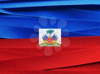 Haiti flag or banner made with red and blue ribbons