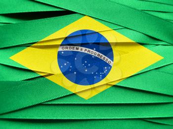 Brazil flag or banner made with green ribbons