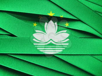Macau flag or banner made with green ribbons