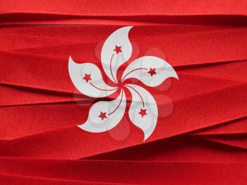Hong Kong flag or banner made with red ribbons