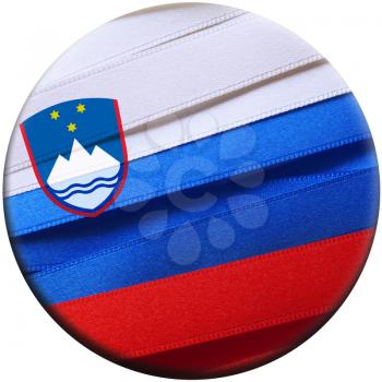 Slovenia flag or banner made with red, blue and white ribbons