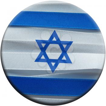 Israel flag or banner made with blue and white ribbons