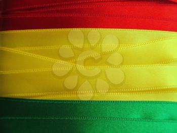 BOLIVIAN flag or banner made with red, yellow and green ribbons