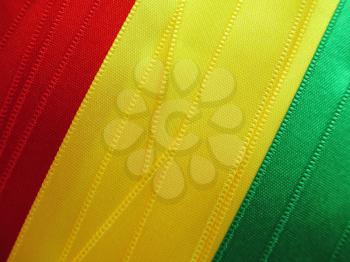 BOLIVIAN flag or banner made with red, yellow and green ribbons