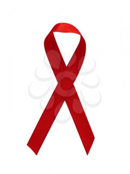 red ribbon aids awareness isolated on white background. Clipping Path included