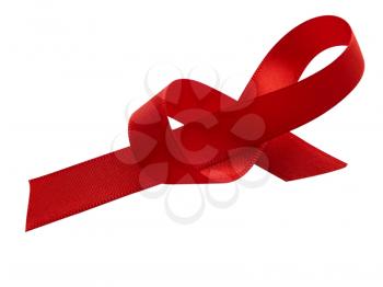 Red ribbon over white background, design element. Clipping Path included