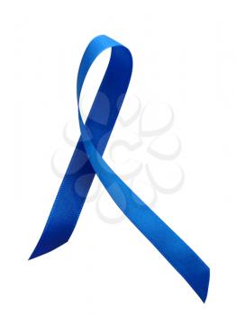 Blue ribbon awareness isolated on white background. Clipping Path included