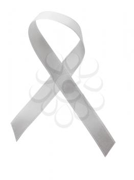 White ribbon awareness isolated on white background. Clipping Path included