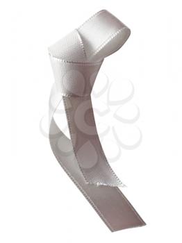 White ribbon awareness isolated on white background. Clipping Path included