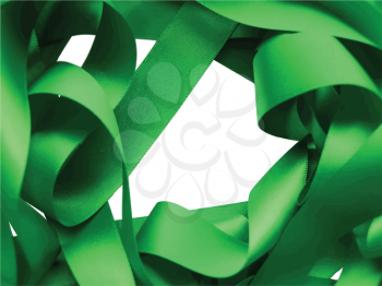 Green ribbon over white background, design element. Vector Illustration