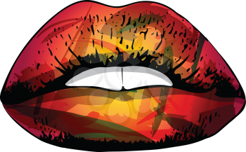 Abstract colorful woman lips vector illustration