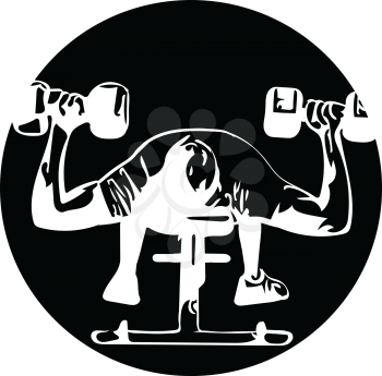 man with barbell doing squats in gym vector illustration