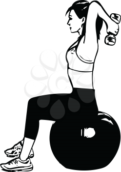 fit young woman in sportswear showing pilates exercises with ball vector illustration