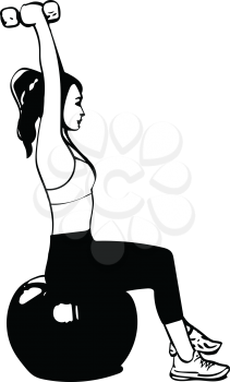 fit young woman in sportswear showing pilates exercises with ball vector illustration