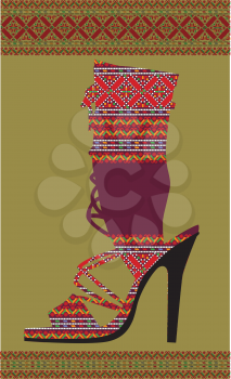 Ethnic Woman Shoe, Vector illustration 