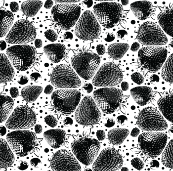 berries seamless hand drawn pattern Vector illustration