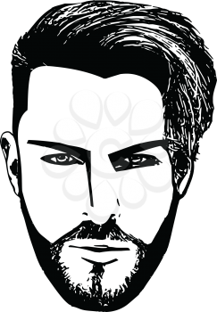 Bearded man faces hipster with haircuts. Men fashion vector for barbershop and logo template. Vector Illustration