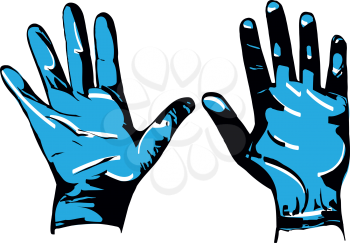 Blue Surgical protective gloves isolated icon vector illustration design