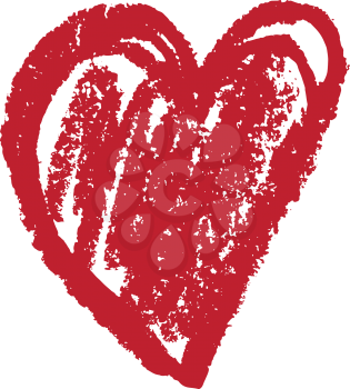 Heart shape outline drawn with a wax crayon isolated over the white background vector illustration