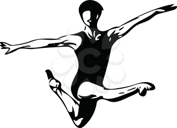 Jumping man, abstract lines drawing vector illustration