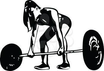 Woman at gym, abstract lines drawing vector illustration