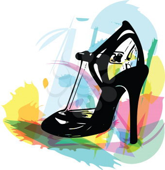 Abstract drawing of high heel female shoes vector illustration