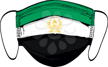Alphanistan flag on medical face masks isolated on white vector illustration