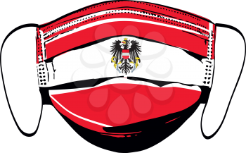 Austria flag on medical face masks isolated on white vector illustration