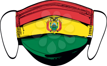 Bolivia flag on medical face masks isolated on white vector illustration
