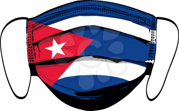 Cuba flag on medical face masks isolated on white vector illustration