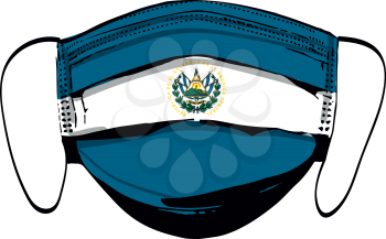 El Salvador flag on medical face masks isolated on white vector illustration