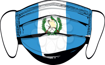Guatemala flag on medical face masks isolated on white vector illustration