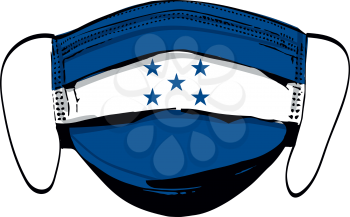 Honduras flag on medical face masks isolated on white vector illustration