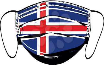 Iceland flag on medical face masks isolated on white vector illustration