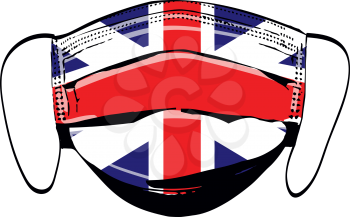 England flag on medical face masks isolated on white vector illustration