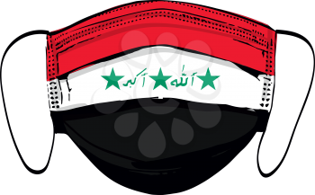 Irak flag on medical face masks isolated on white vector illustration