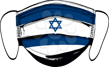 Israel flag on medical face masks isolated on white vector illustration