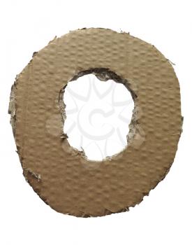 Cardboard texture Letter O. Paperboard alphabet
