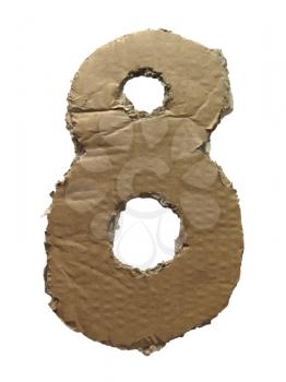 Cardboard texture Number 8. Paperboard alphabet