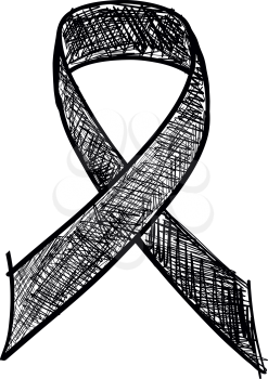 Black ribbon awareness isolated on white background. Vector Illustration