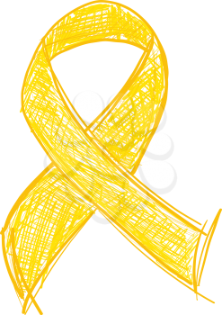 Yellow ribbon awareness isolated on white background. Vector Illustration