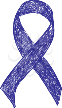 Blue ribbon awareness isolated on white background. Vector illustration