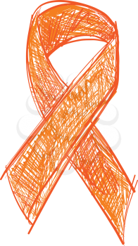 Orange-Cooper ribbon awareness isolated on white background. Vector Illustration