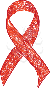 red ribbon aids awareness isolated on white background. Vector Illustration