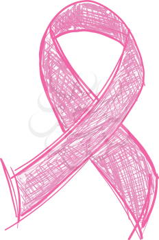 Pink ribbon against cancer isolated on white background. Vector Illustration