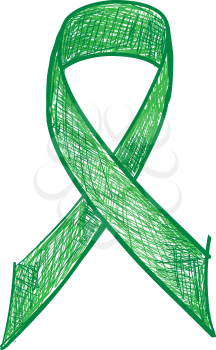 Green ribbon awareness isolated on white background. Vector Illustration