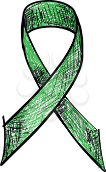 Green ribbon awareness isolated on white background. Vector Illustration