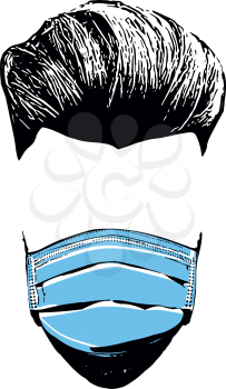 Man faces with mask. Covid 19. Vector Illustration
