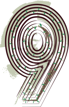 Number 9  Eco Logo Icon Design - Vector Illustration