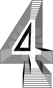 Number 4  Line Logo Icon Design - Vector Illustration
